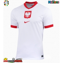 Camisa de Futebol Polónia Equipamento Principal Mulheres Europeu 2024 Manga Curta